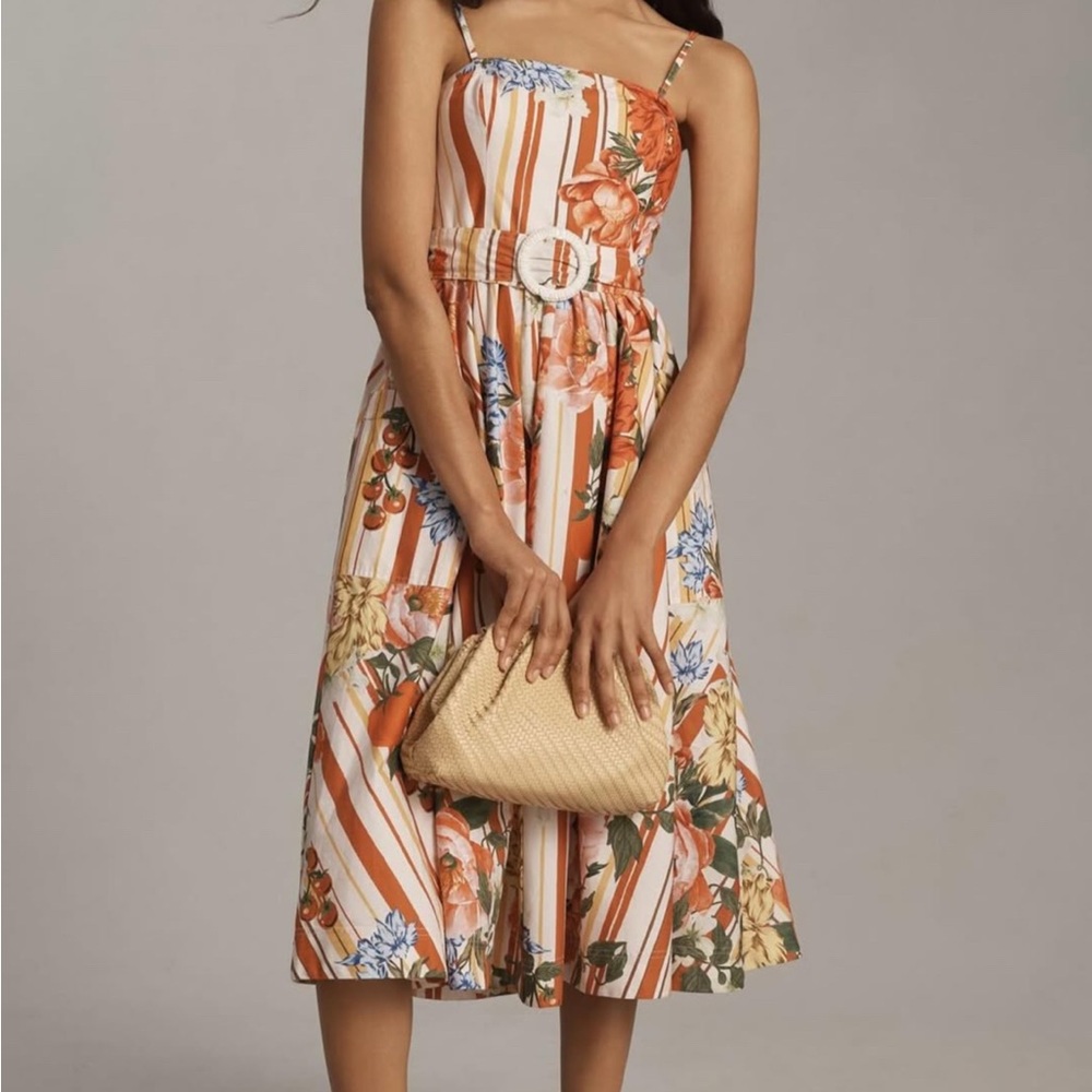 Anthropologie Multicolor Floral Midi Dress